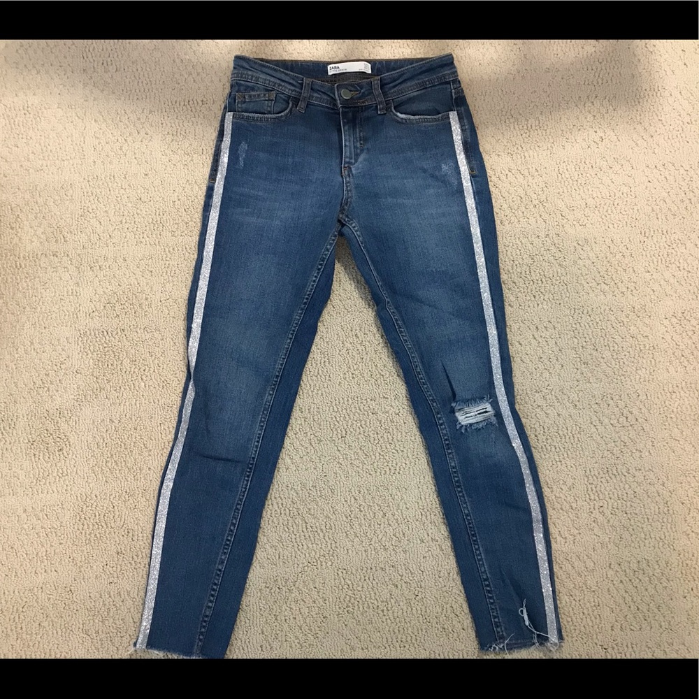 Zara silver stripe skinny jeans